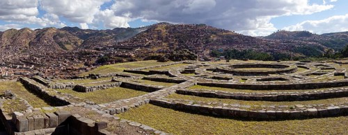 View from the Inca ruins Sacsayhuaman to the city