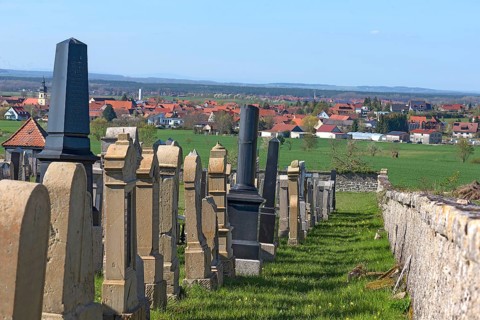 Old Jewish cemetery since 1432 with view of Roedelsee