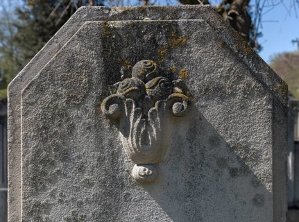 Rose relief on a Jewish gravestone