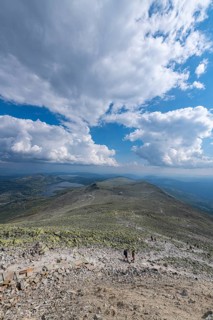 Hikers on the slopes of Gausta or Gaustatoppen highest mountain in Norway