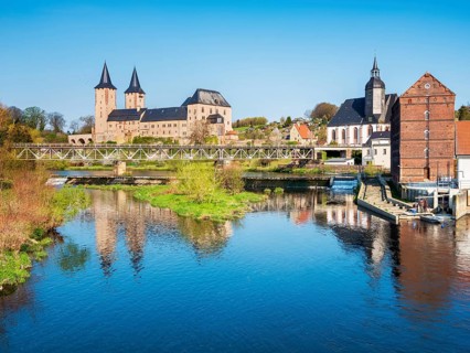 Rochlitz castle with river Zwickauer Mulde