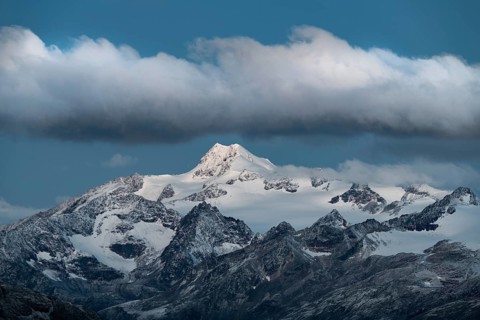 Peak of the Oetztaler Wildspitze in the moonlight