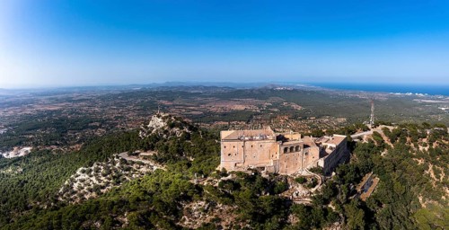 Aerial view Santuari de Sant Salvador monastery