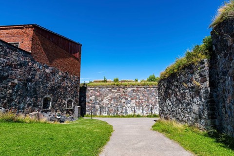 Fortified walls at the Unesco world heritage site Suomenlinna sea fortress