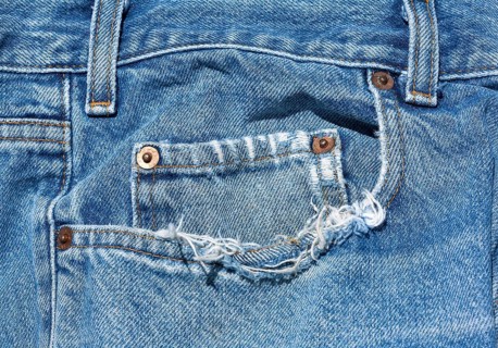 Old worn blue jeans