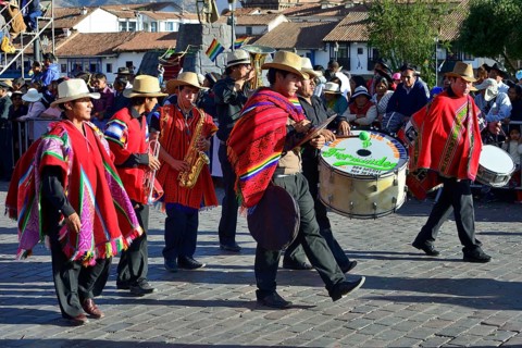 Musilkapelle at the parade on the eve of Inti Raymi