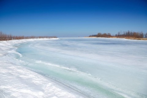 Frozen lagoon in the Saint Lawrence River