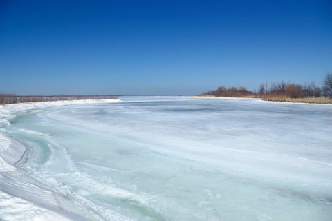 Frozen lagoon in the Saint Lawrence River