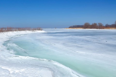 Frozen lagoon in the Saint Lawrence River