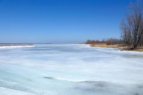 Frozen lagoon in the Saint Lawrence River