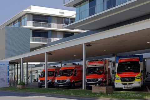 Rescue service vehicles waiting at the emergency room