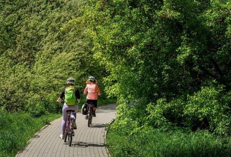 Girlfriends on a bike ride in the north of Berlin