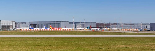 Aircraft at Airbus plant Hamburg Finkenwerder