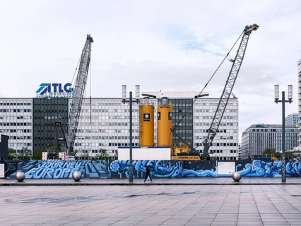 Construction site D3 after partial demolition of the base buildings of the Hotel Park Inn at Alexanderplatz