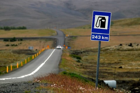 Traffic sign next gas station