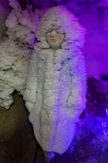 Christmas ice sculptures in the Underground permafrost tunnels in the Melnikov Permafrost Institute