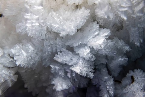 Ice crystalls close up in the underground permafrost tunnelsin the Melnikov Permafrost Institute