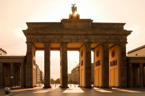 Brandenburg Gate early morning backlit