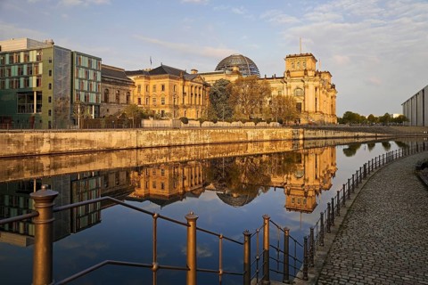 Reichstag with Spree river in morning light