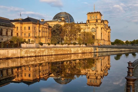 Reichstag with Spree river in morning light