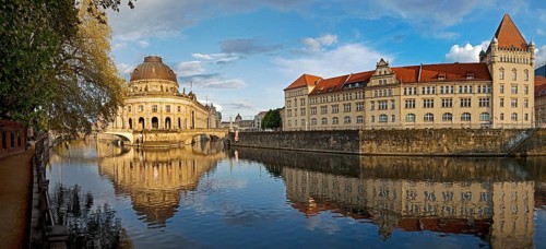 Bode Museum on Museum Island with the Spree and the old artillery barracks