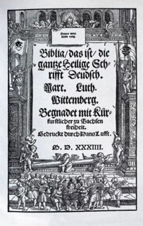 Title and opening page of the first complete edition of Luther's translation of the Bible
