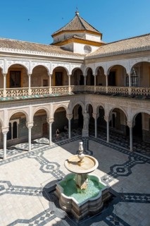 Inner courtyard with archways and fountain