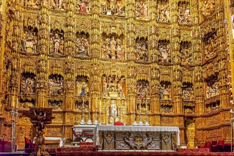 Golden main altar with biblical figures