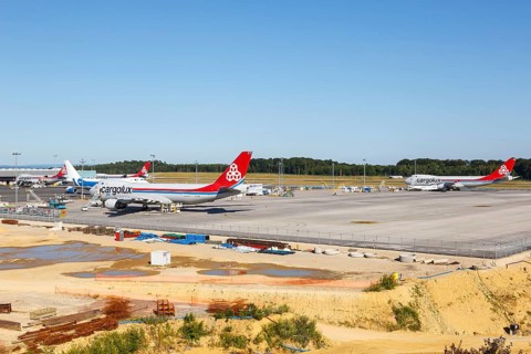 Boeing 747-8F aircraft of Cargolux with registration LX-VCI at Luxembourg airport