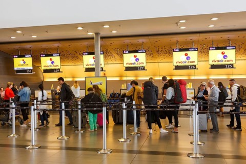 Vivaair check-in counter at Bogota airport