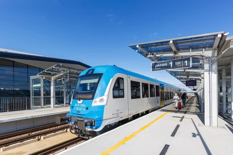 Regional train in the station of Gdansk Gdansk Airport