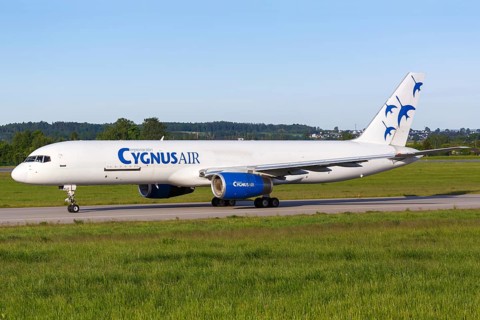A Boeing 757-200SF of Cygnus Air with registration EC-KLD at Gdansk Gdansk Airport