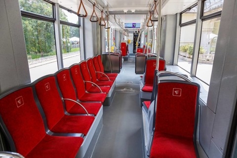 Interior of the Stubaitalbahn Innsbruck tramway tramway local traffic in Fulpmes