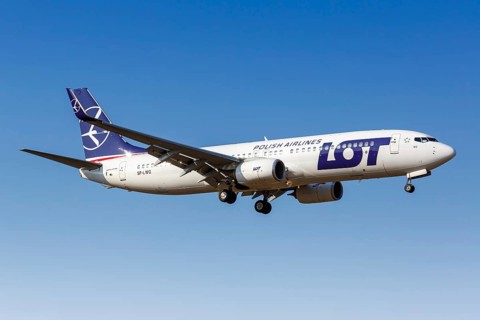 A Boeing 737-800 of LOT Polish Airlines with the registration SP-LWG at Zakynthos Airport