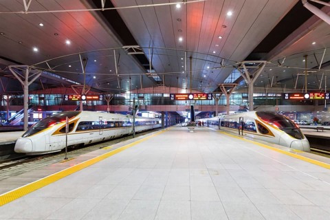 Fuxing high speed trains HGV at Tianjin Station in Tianjin