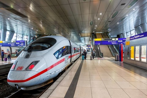 ICE train in the station of Frankfurt Airport