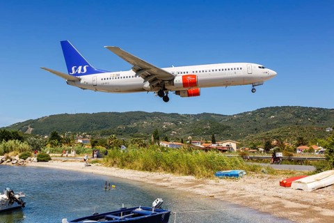 A Boeing 737-800 of SAS Scandinavian Airlines with registration LN-RCZ at Skiathos Airport