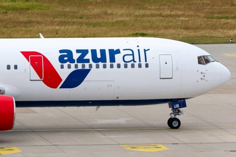 A Boeing 767-300ER aircraft of Azur Air with registration D-AZUB at Nuremberg Airport