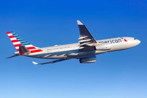 An American Airlines Airbus A330-200 with registration N291AY takes off from Frankfurt Airport