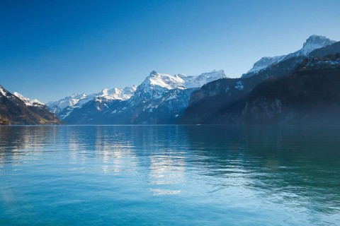 View from Brunnen over the Lake of Uri towards Flueelen