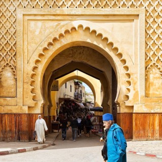 Monumental city gate with ornaments