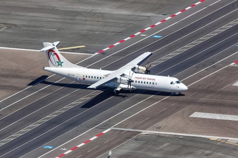 An ATR 72-600 of the Royal Air Maroc Express with the registration CN-COI at Gibraltar Airport