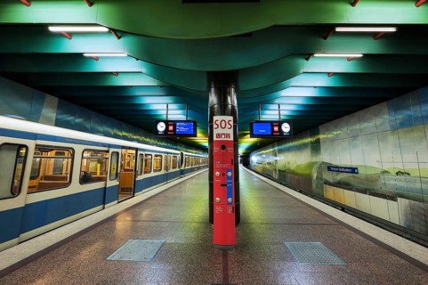 Subway station with SOS emergency call point