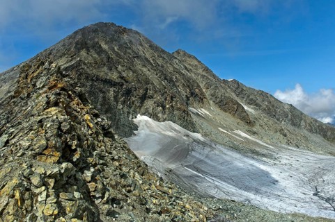 The peaks Diablon des Dames and Les Diablons above the Turtmangletscher