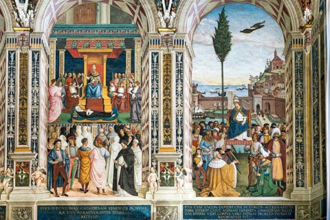 Pius II canonizes Catherine of Siena