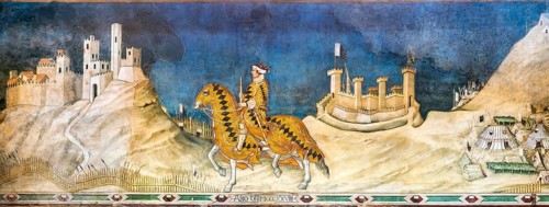 The army commander Guidoriccio da Fogliano rides to siege