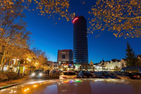 Eichplatz square with Jentower