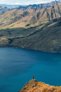 Guy on a mountain at Lake Hawea