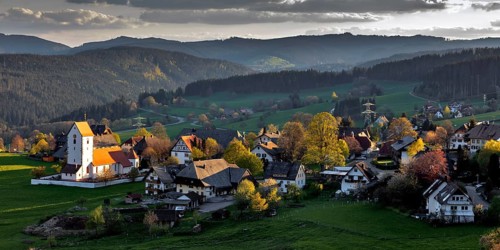 Saig in the evening light with parish church St.John the Baptist