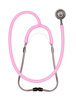 Pink pediatric stethoscope isolated on a white background